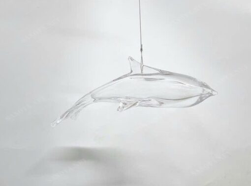 đồ trang trí cho không gian phòng hình chú cá heo làm từ thuỷ tinh trong suốt