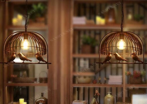 chiếc đèn thả trần kiểu dáng chiếc lồng chim với bóng đèn E27 tạo nên một không gian ánh sáng ấn tượng, chiếc đèn sẽ rất phù hợp khi trang trí quán cafe và quán ăn