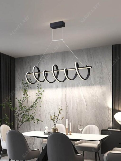 một chiếc đèn thả bàn ăn với phong cách hiện đại và cá tính, với thiết kế những đương xoắn ốc độc đáo tạo nên một vẻ đẹp sang trọng cho thiết kế trong nội thất
