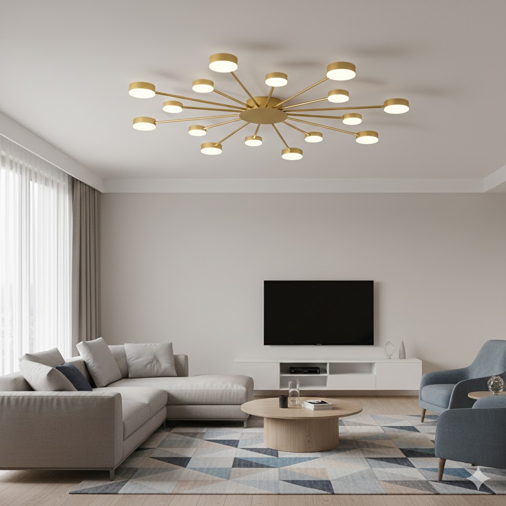 Đèn ốp trần hiện đại màu vàng đồng THCN120