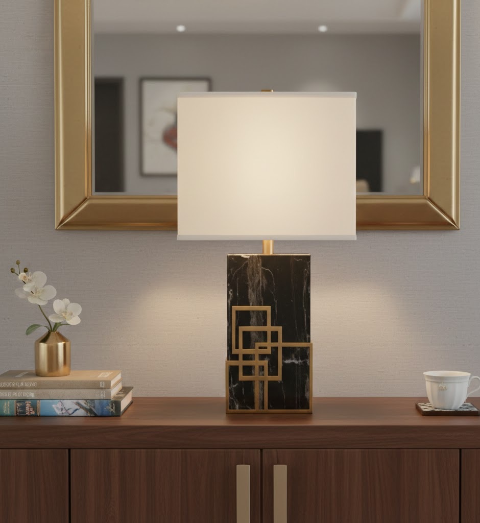 Đèn bàn đá cẩm thạch đen DB575-18