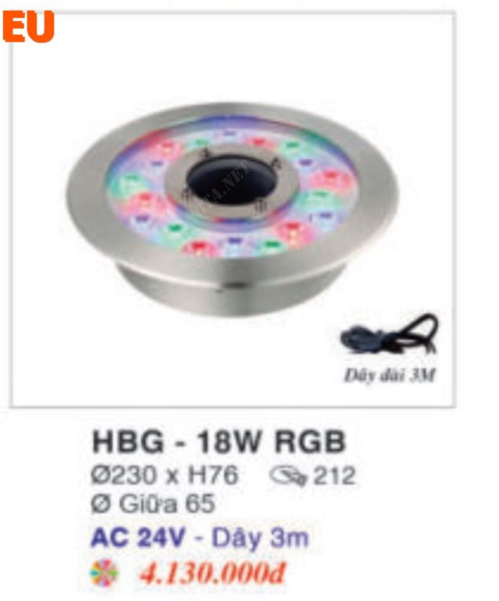 Đèn âm sàn hồ bơi HBG-9W-RBG - Ảnh 2