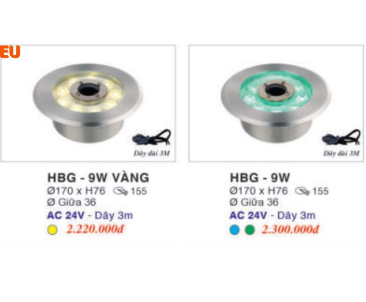 Đèn âm sàn hồ bơi HBG-9W - Ảnh 2