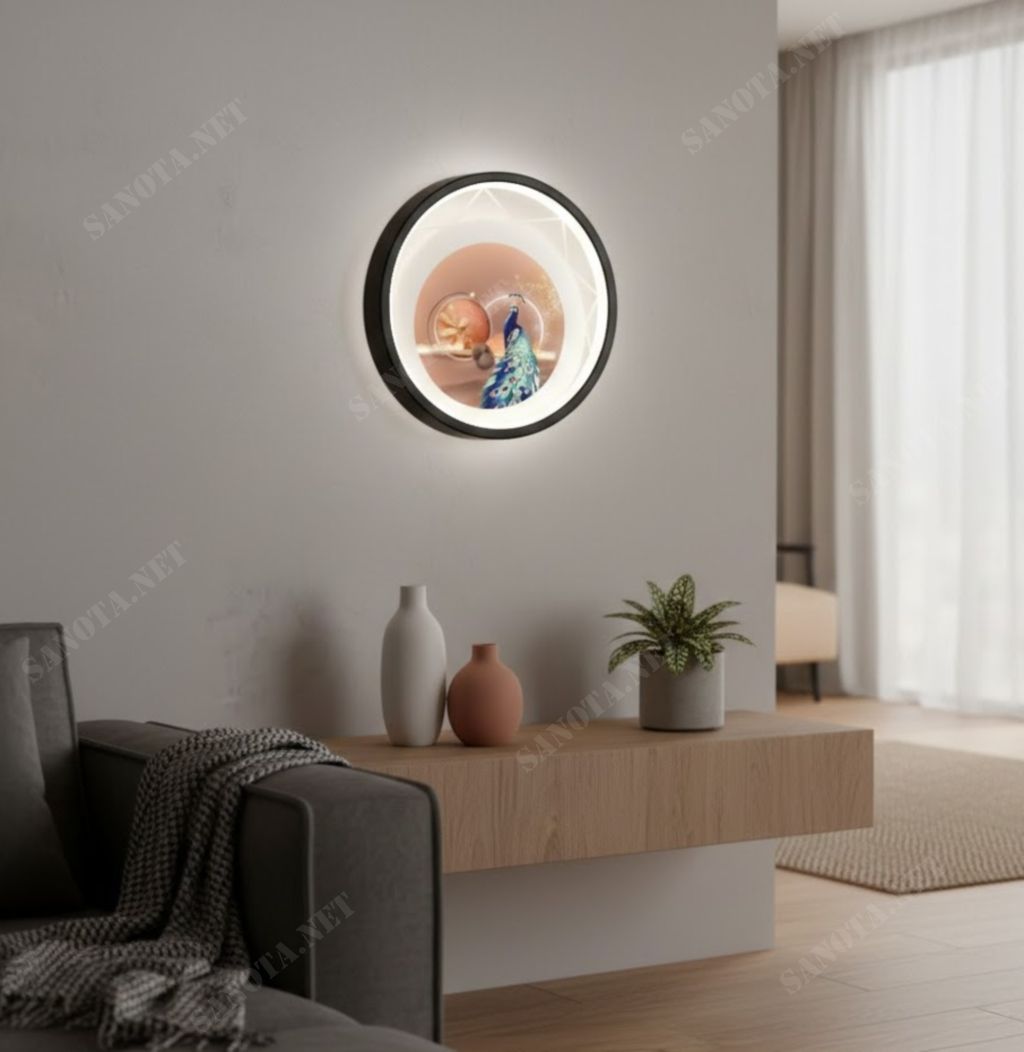 Đèn tường hình tròn họa tiết chim công SNT3574 - Ảnh 2