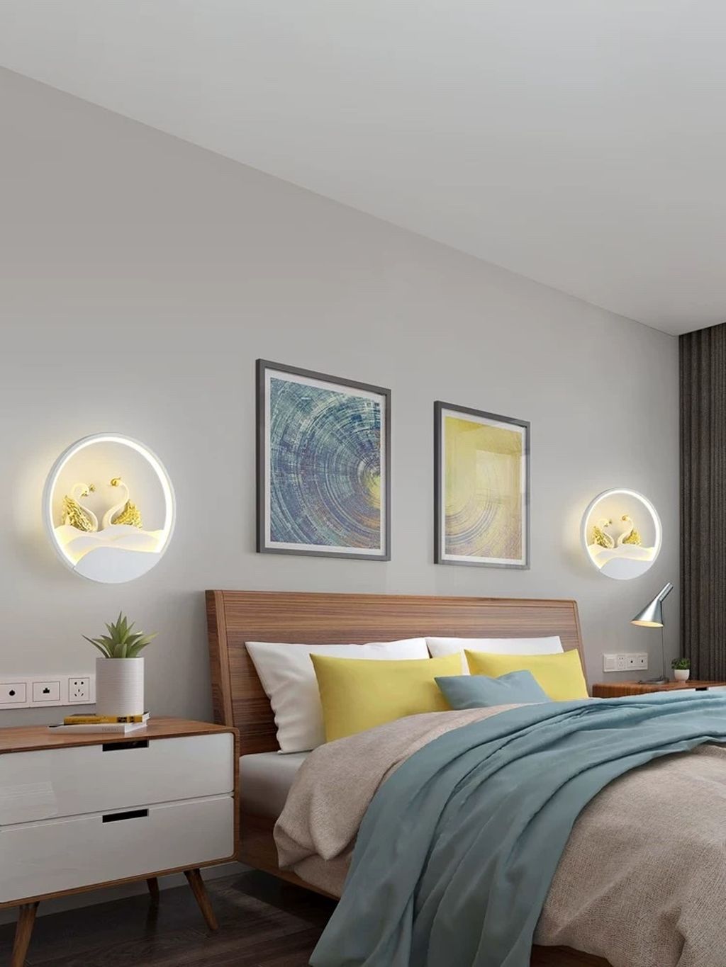 Chiếc đèn tường thiên nga trắng này không chỉ đơn thuần là một vật dụng chiếu sáng mà còn là một tác phẩm nghệ thuật tinh xảo. Với thiết kế hiện đại, đường nét mềm mại và lớp vỏ kim loại bóng loáng. Chiếc đèn sẽ trở thành điểm nhấn độc đáo cho bất kỳ không gian nào. Với thiết kế gọn gàng, chiếc đèn không chỉ tiết kiệm diện tích mà còn dễ dàng lắp đặt.