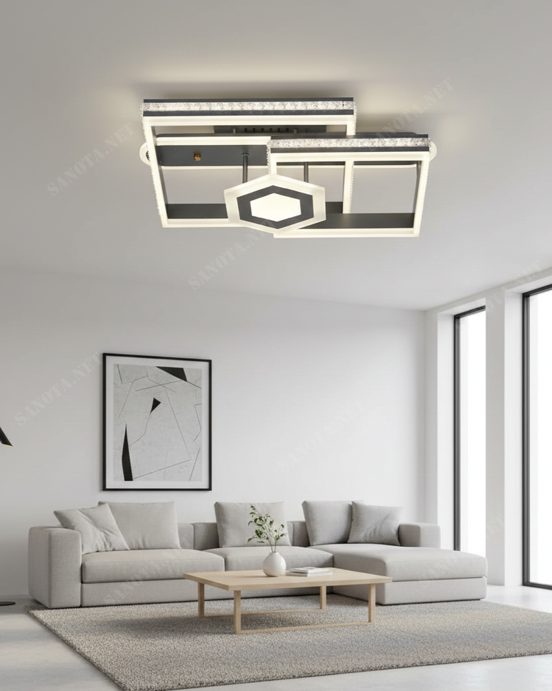 Đèn ốp trần kiến trúc ánh kim SNT3850 này mang đậm phong cách hiện đại, mạnh mẽ với cấu trúc hình học xếp lớp đầy tính nghệ thuật.....