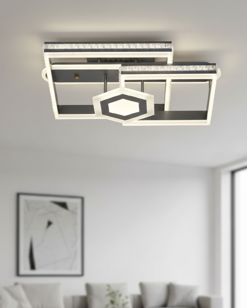 Đèn ốp trần kiến trúc ánh kim SNT3850 này mang đậm phong cách hiện đại, mạnh mẽ với cấu trúc hình học xếp lớp đầy tính nghệ thuật.....