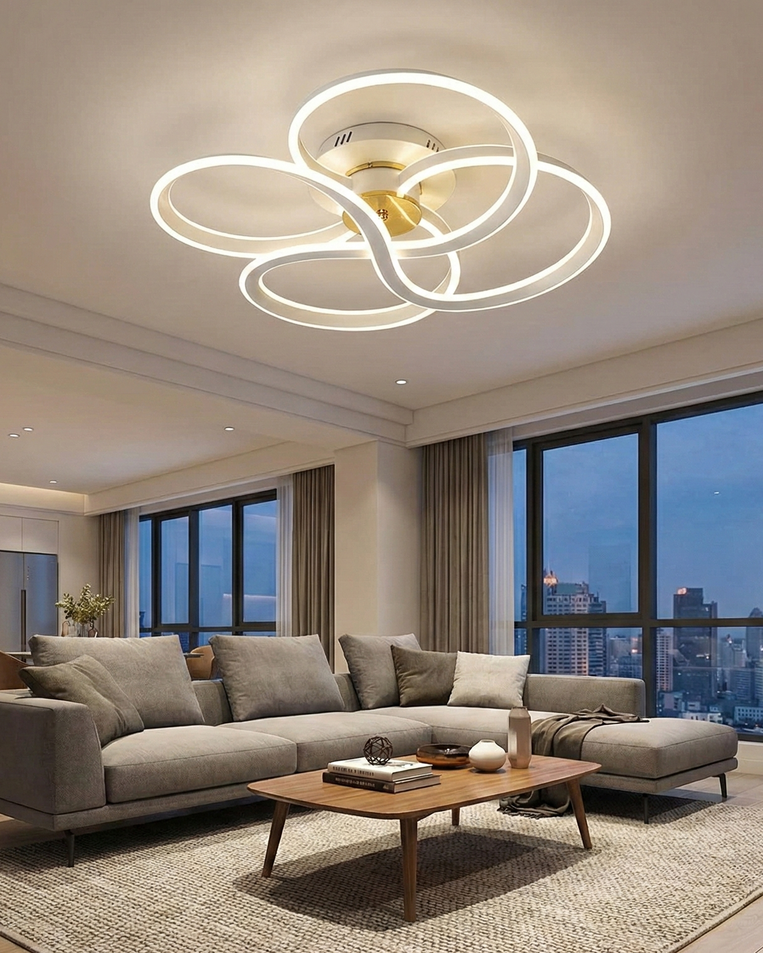 Đèn led ốp trần vũ điệu ánh sáng SNT3863 ánh sáng phát ra từ dải LED chạy dọc theo đường cong, cung cấp ánh sáng khuếch tán, dịu mắt....