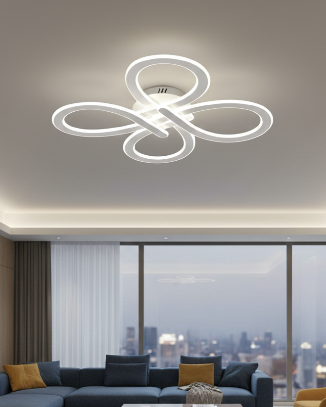 Đèn ốp trần hoạ tiết giao thoa nghệ thuật SNT3864 gây ấn tượng mạnh bởi thiết kế uốn lượn đầy nghệ thuật. Tạo nên hình dáng như những dải lụa ánh ....