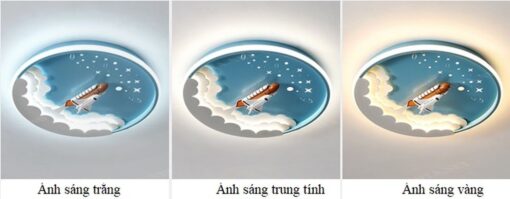 một chiếc đèn gắn tường là một mâm đèn led tròn màu xanh có thiết kế tên lửa đang chuẩn bị cất cánh bay lên vũ trụ xanh. Một chiếc đèn độc đáo và sáng tạo, vừa là vật trang trí vừa là chiếc đèn thắp sáng cho căn phòng ngủ của bé