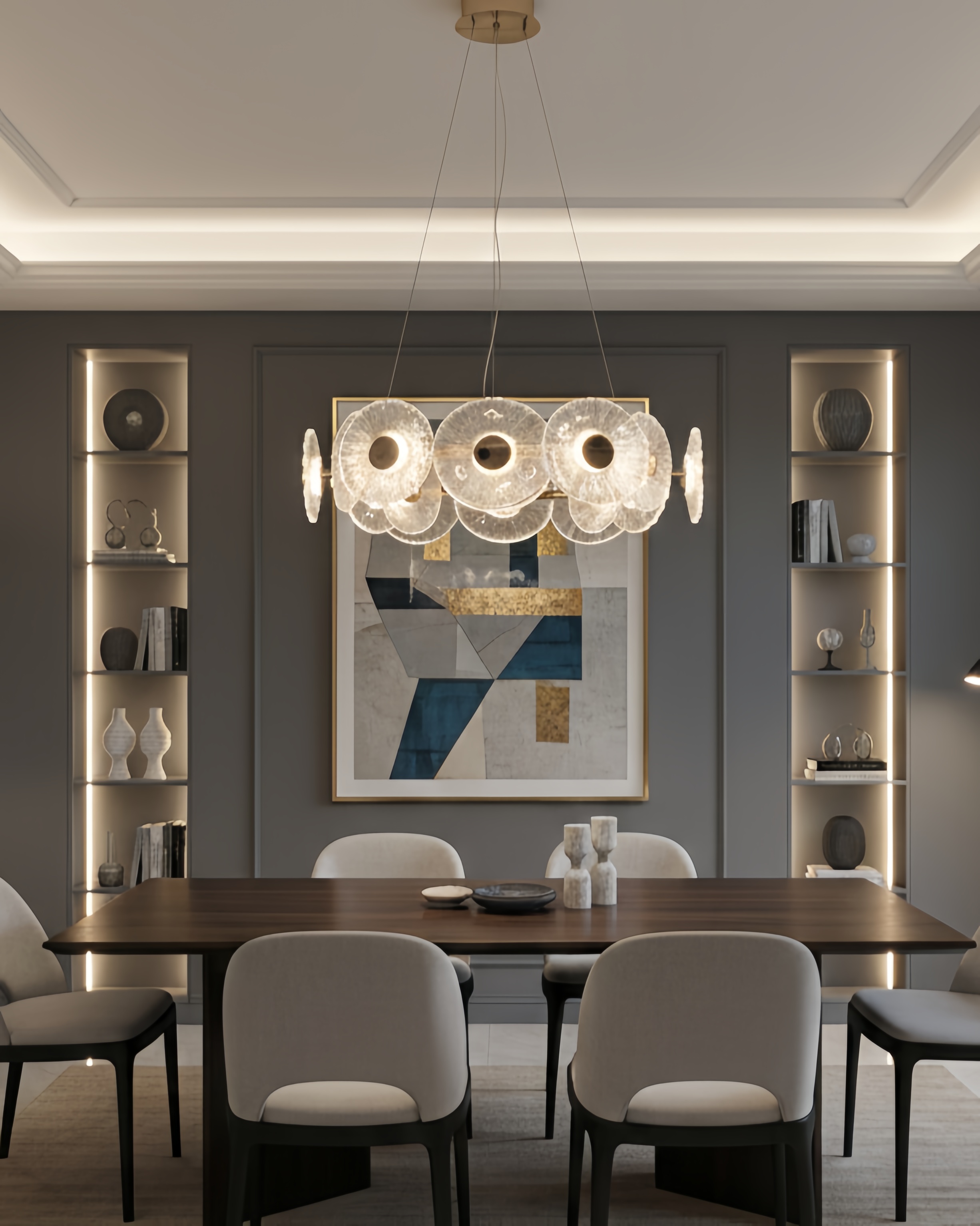 Đèn chùm LED sang trọng hoa thuỷ tinh SNT2854