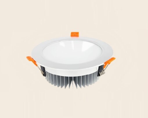 Đèn âm trần downlight bao gồm DIM 20W DL-E20 có hai màu chủ đạo là xám và trắng, được chế tạo từ nhôm tản nhiệt và vỏ đèn hợp kim nhôm