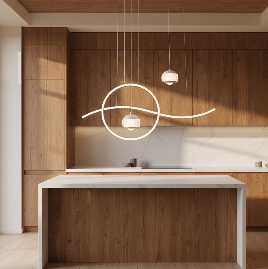 Đèn chùm kiểu dáng uốn lượn hiện đại SNT3973