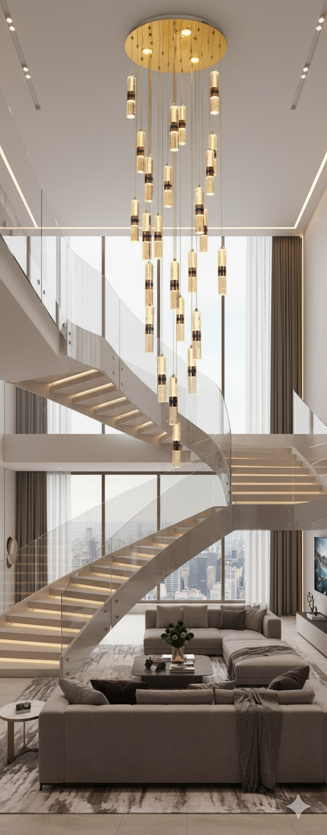 Đèn thả trần thông tầng ống thủy tinh hiện đại SNT5780 - Ảnh 2