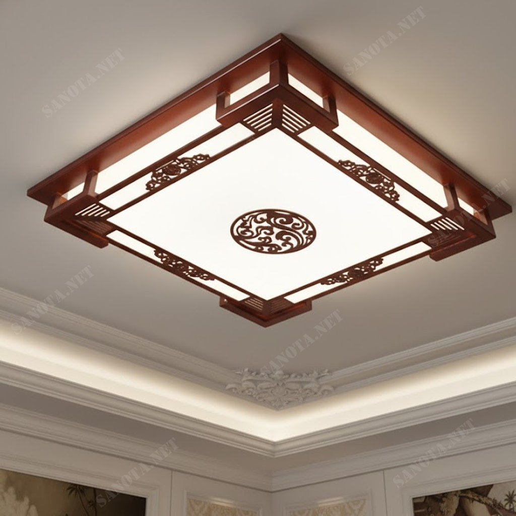 Đèn ốp trần cổ điển mang lại cảm giác ấm áp, gần gũi và sang trọng. Màu nâu đỏ cổ điển dễ dàng kết hợp với nội thất gỗ truyền thống hoặc phong cách Á Đông.