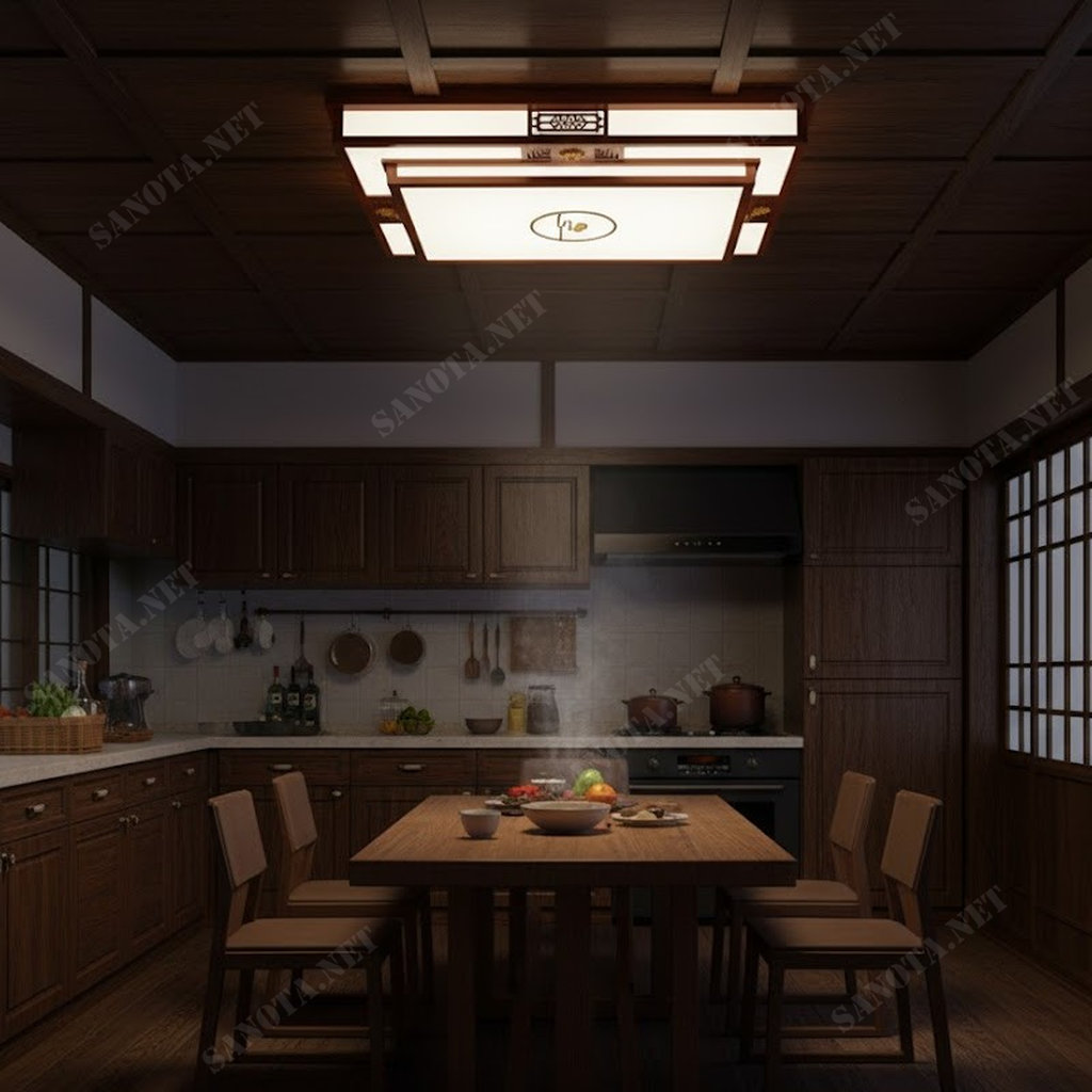 Đèn ốp trần gỗ cổ điển hình chữ nhật SNT5823Đèn ốp trần cổ điển hình chữ nhật là một tác phẩm nghệ thuật chạm khắc, góp phần định hình phong cách và tôn vinh sự ấm cúng, trang nhã, và bề thế cho không gian nội thất của bạn.