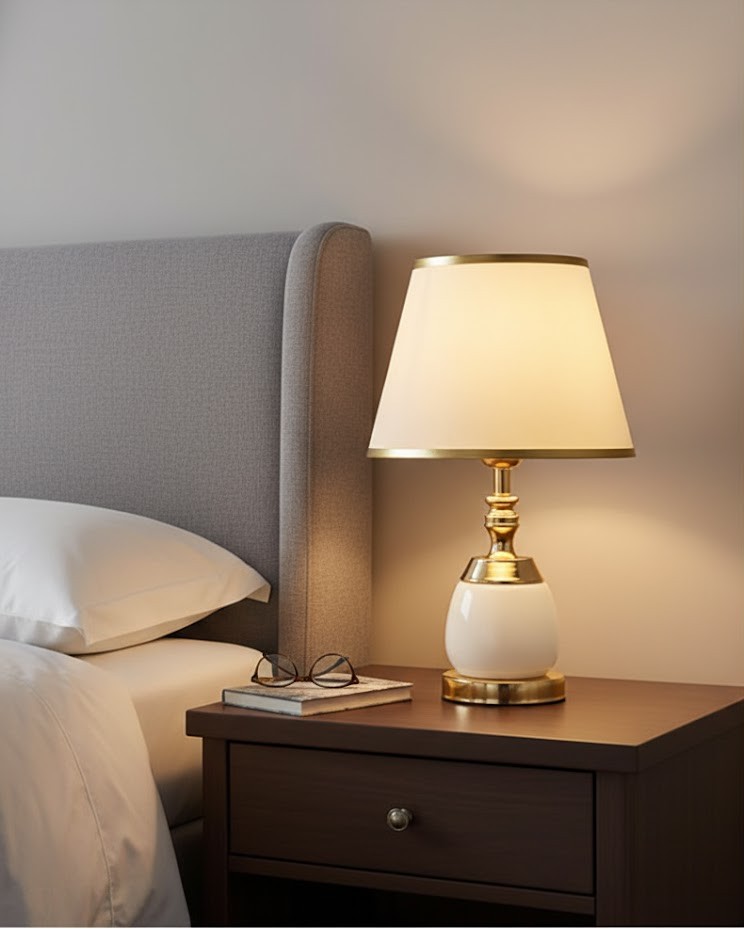 Đèn bàn trang trí cổ điển là lựa chọn hoàn hảo cho những ai yêu thích phong cách quý phái và đậm chất châu Âu. Với thiết kế tinh tế, phần thân đèn được chế tác từ chất liệu kim loại phủ sơn đen nhám kết hợp cùng các chi tiết mạ vàng sang trọng. Tạo nên một tổng thể đầy quyền quý và đẳng cấp. Chao đèn màu đen phối viền vàng làm nổi bật ánh sáng ấm áp, giúp không gian trở nên huyền ảo và cuốn hút hơn bao giờ hết.