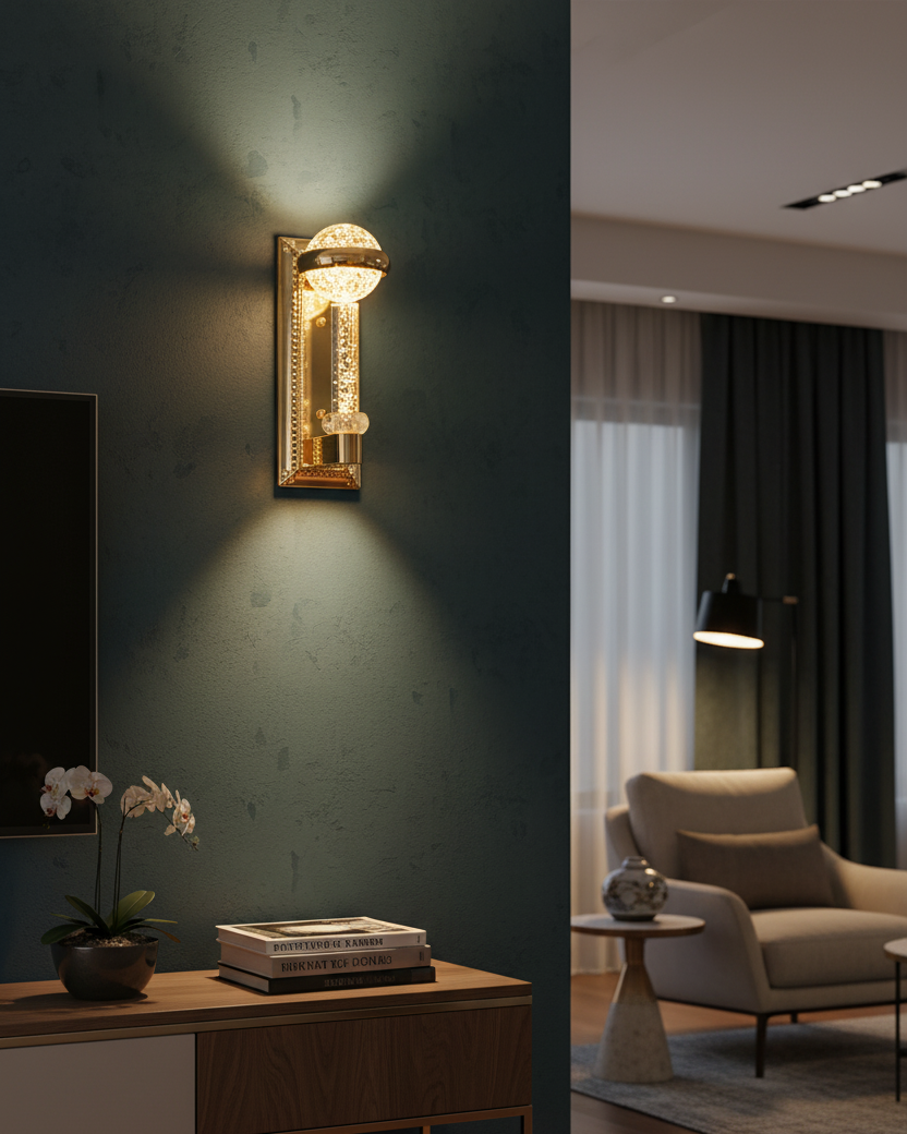 Đèn tường thân mạ vàng hiện đại SNT6072 sở hữu thiết kế lấy cảm hứng từ phong cách cổ điển, toát lên vẻ quý phái lớp hoàn thiện màu vàng kim loại bóng loáng