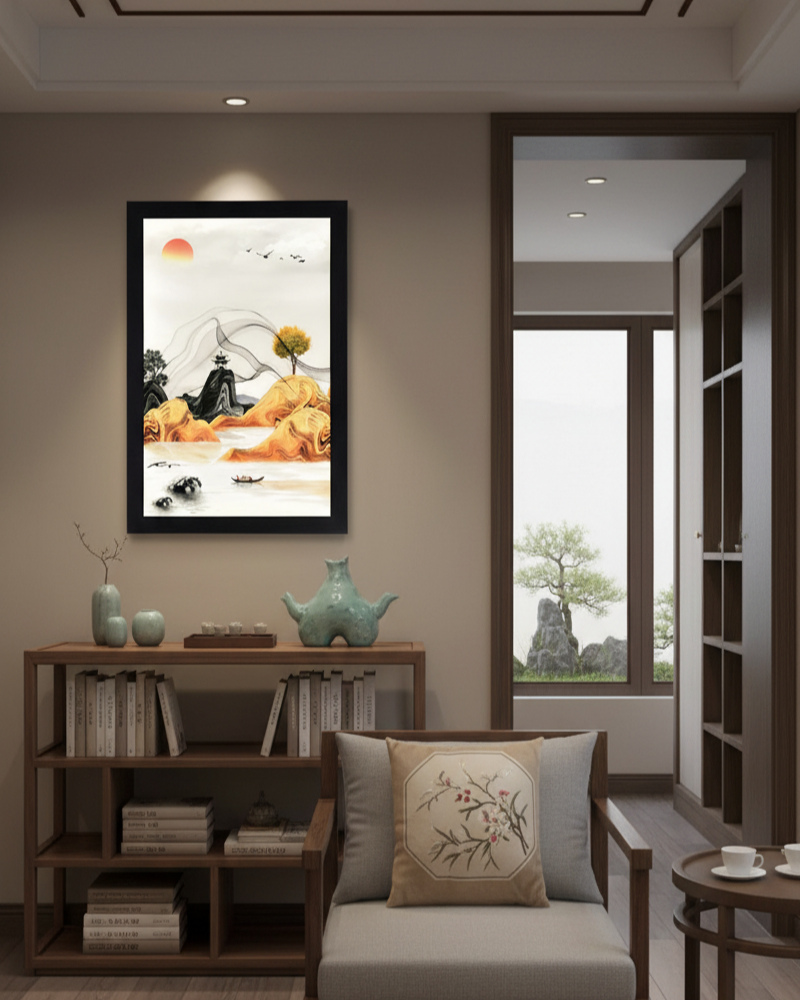 Đèn tường tranh chữ nhật nghệ thuật SNT6078 tranh nổi bật với ba mẫu tranh đứng có kích thước đồng bộ, lý tưởng để trang trí dọc theo hành lang, cột nhà....