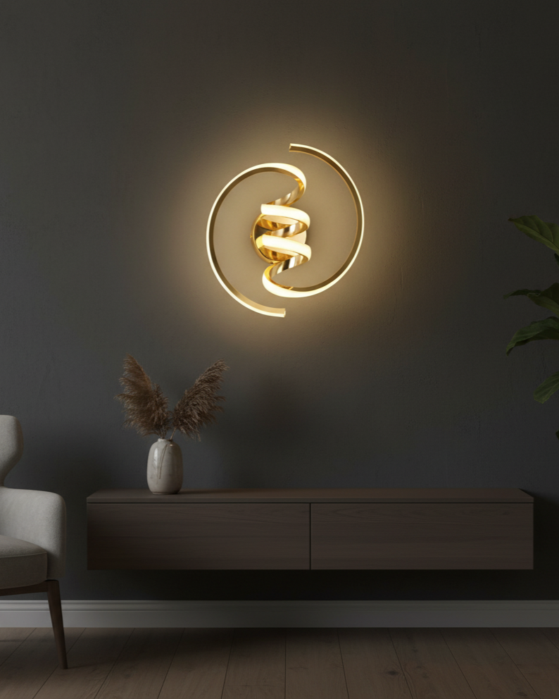 Đèn tường xoắn mạ vàng SNT6062 sử dụng công nghệ chiếu sáng Led với nhiệt độ màu ấm áp 3000K (vàng dịu). Tạo ra bầu không khí thư giãn....