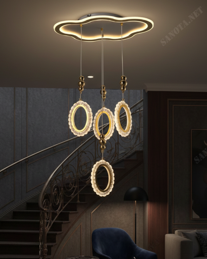 Đèn thả vòng tròn mạ vàng cổ điển SNT6790