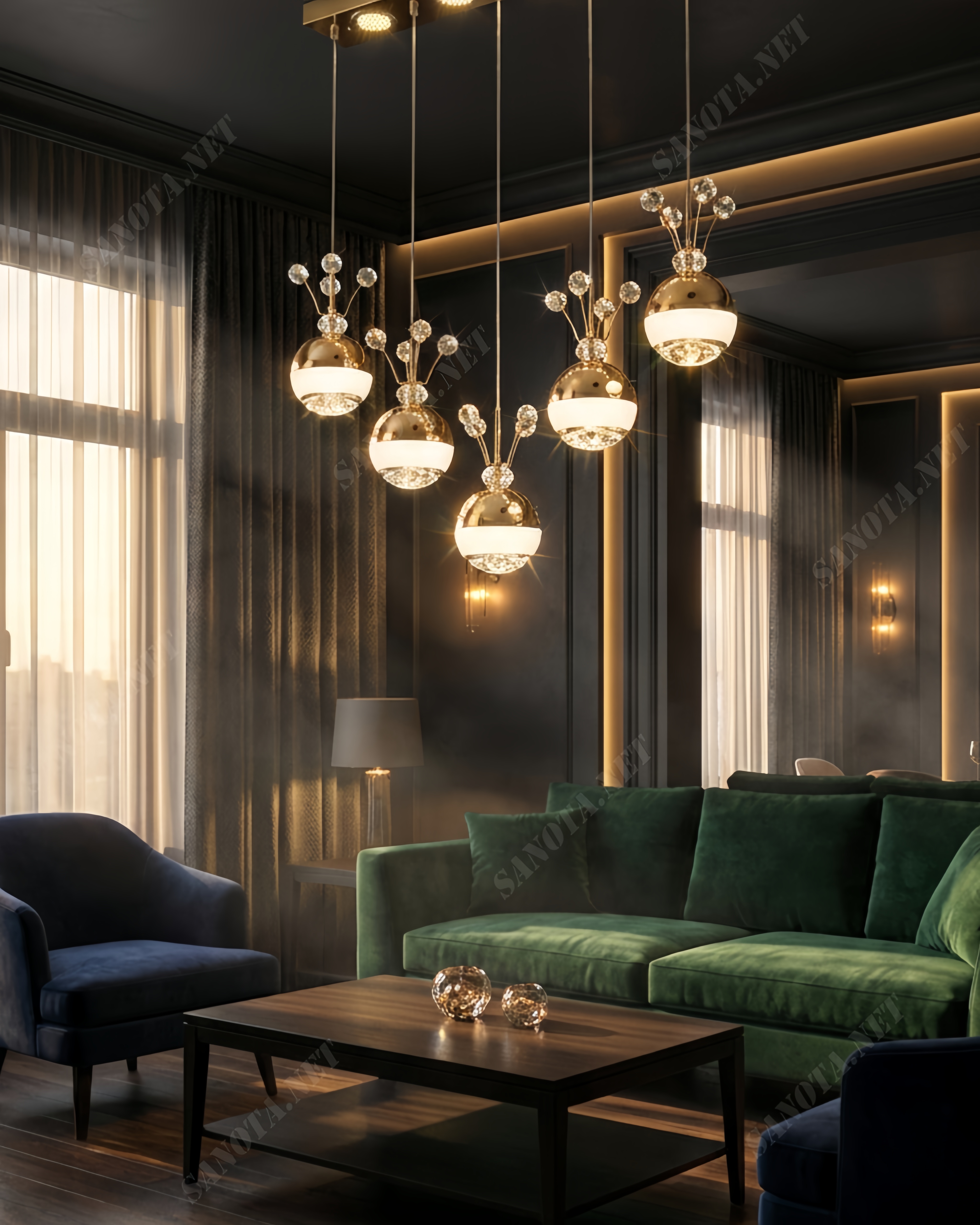 Đèn Thả Pha Lê Bong Bóng Ánh Kim SNT5798