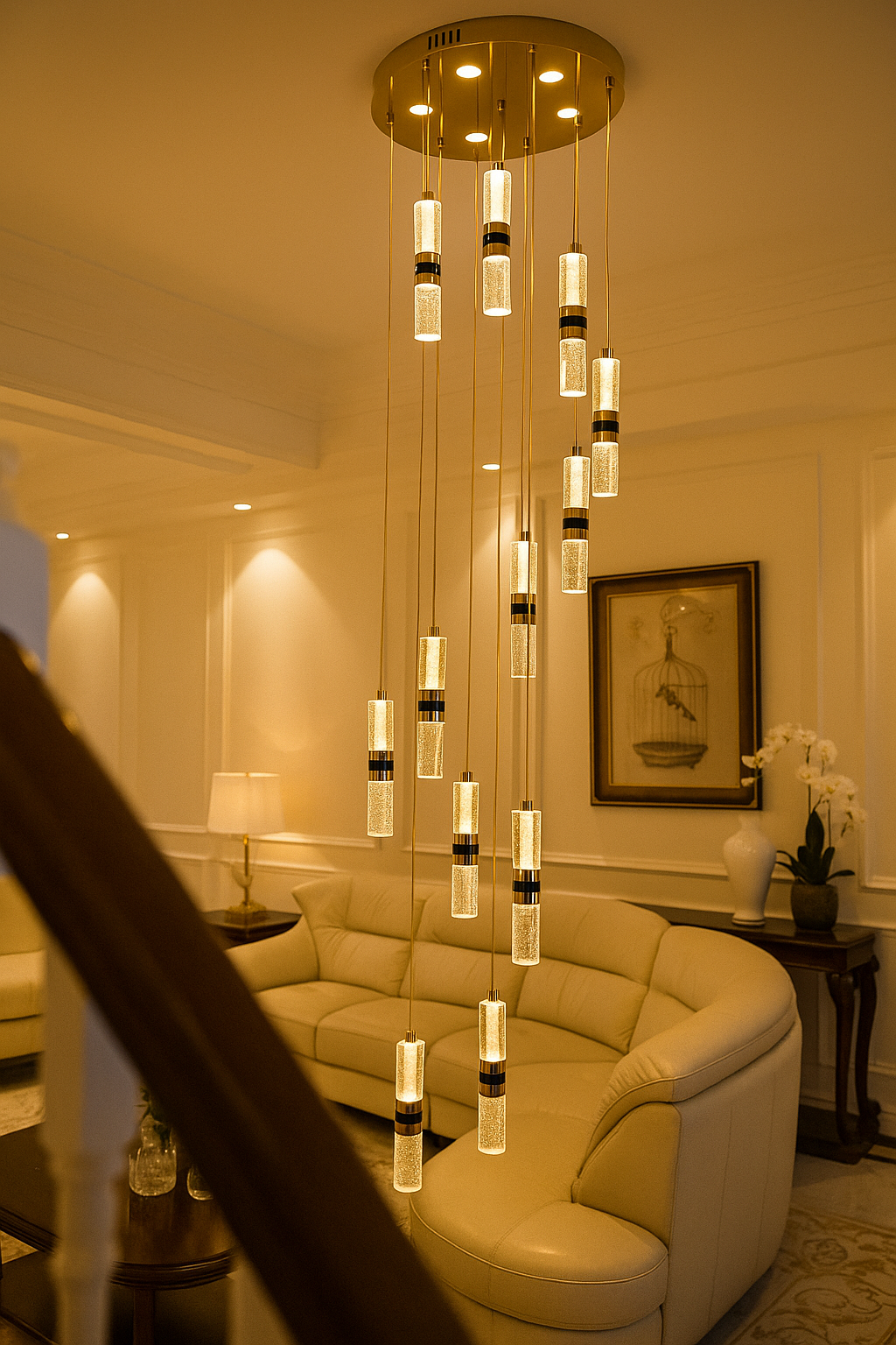 Đèn thả trần thông tầng uốn lượn hiện đại SNT5781