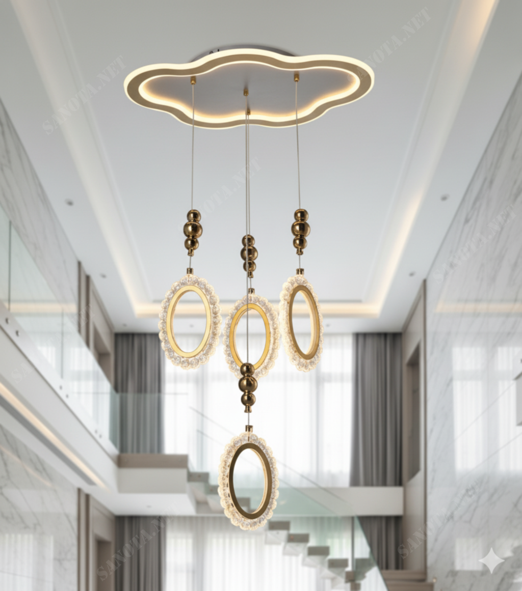 Đèn thả vòng tròn mạ vàng cổ điển SNT6790 - Ảnh 2