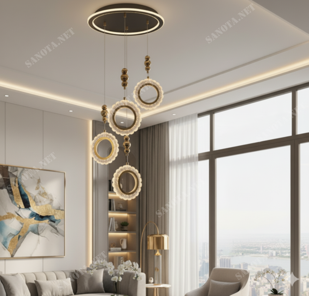 Đèn thả vòng tròn mạ vàng cổ điển SNT6790 - Ảnh 3