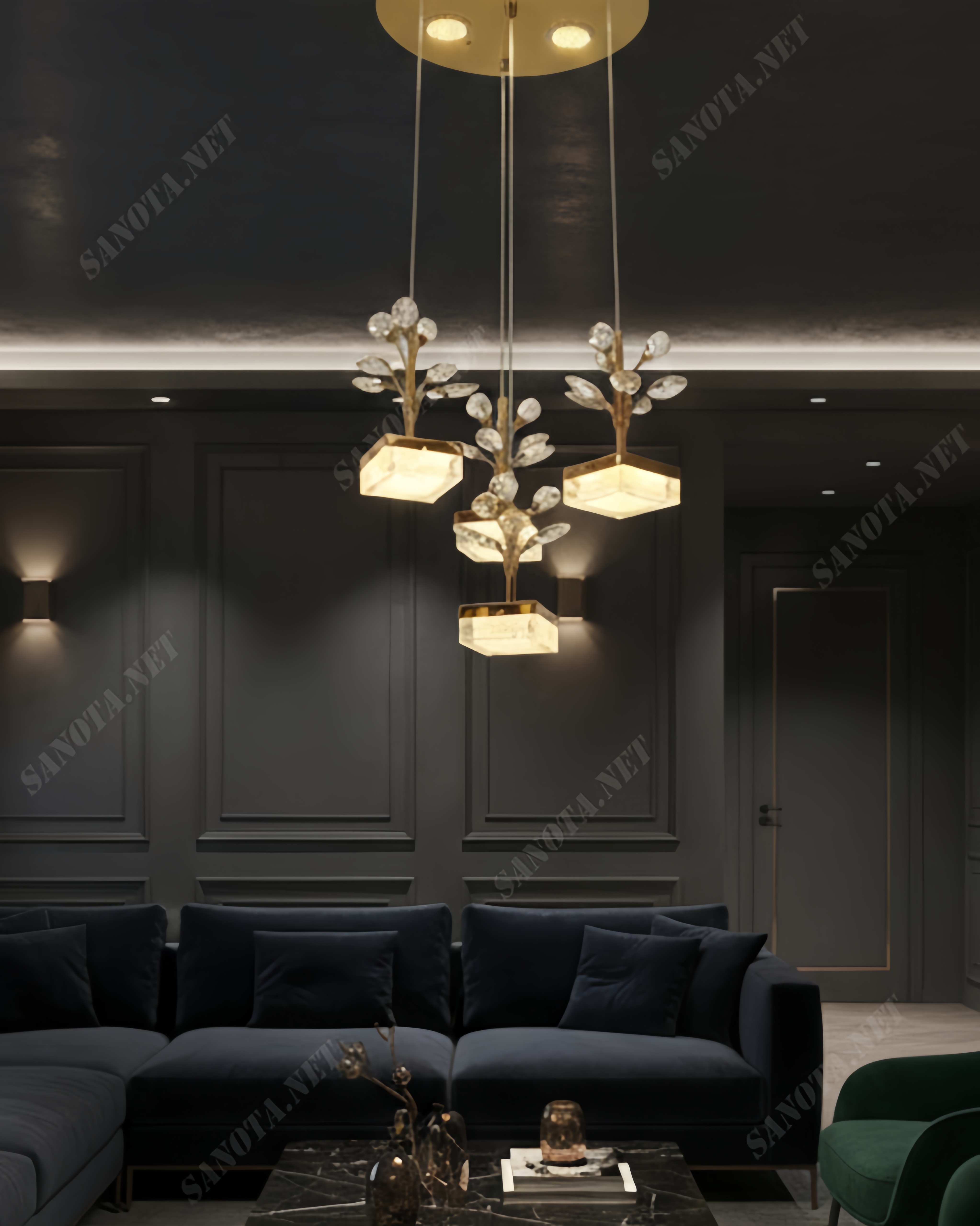 Đèn Thả Vườn Cây Pha Lê Ánh Kim SNT5797