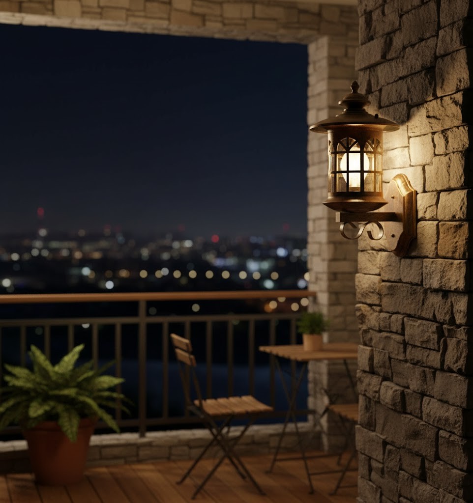 Đèn tường trang trí sở hữu kiểu dáng đậm chất vintage với mái chụp tròn rộng, chao đèn dạng lồng cửa sổ vòm mang hơi hướng kiến trúc cổ châu Âu. Các ô kính thanh mảnh tạo hiệu ứng ánh sáng lung linh khi bật sáng, giúp cả không gian trở nên ấm cúng và đầy nghệ thuật.