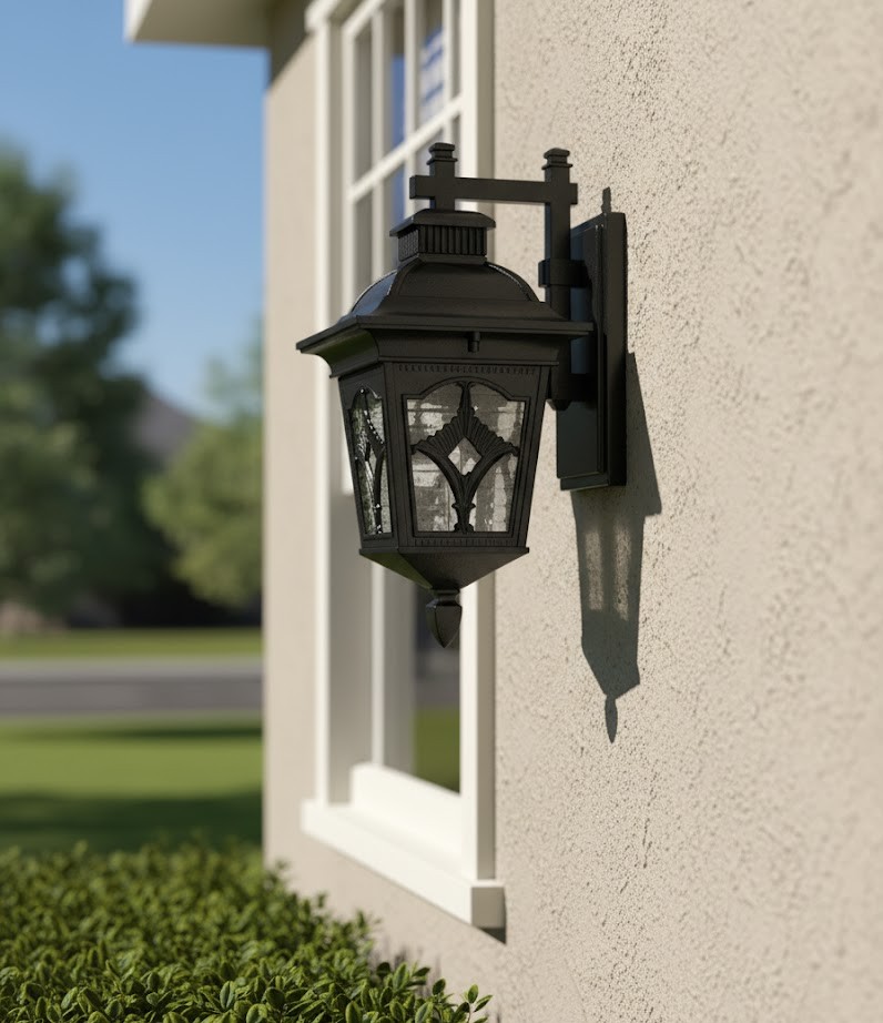 Đèn tường ngoại thất cổ điển là mẫu đèn trang trí ngoài trời mang phong cách quý phái và sang trọng, được chế tác theo tinh thần kiến trúc châu Âu cổ điển. Với lớp phủ màu vàng đồng nổi bật và những đường nét chạm khắc tinh tế. Chiếc đèn không chỉ đóng vai trò chiếu sáng mà còn là điểm nhấn nghệ thuật cho mọi không gian ngoại thất.