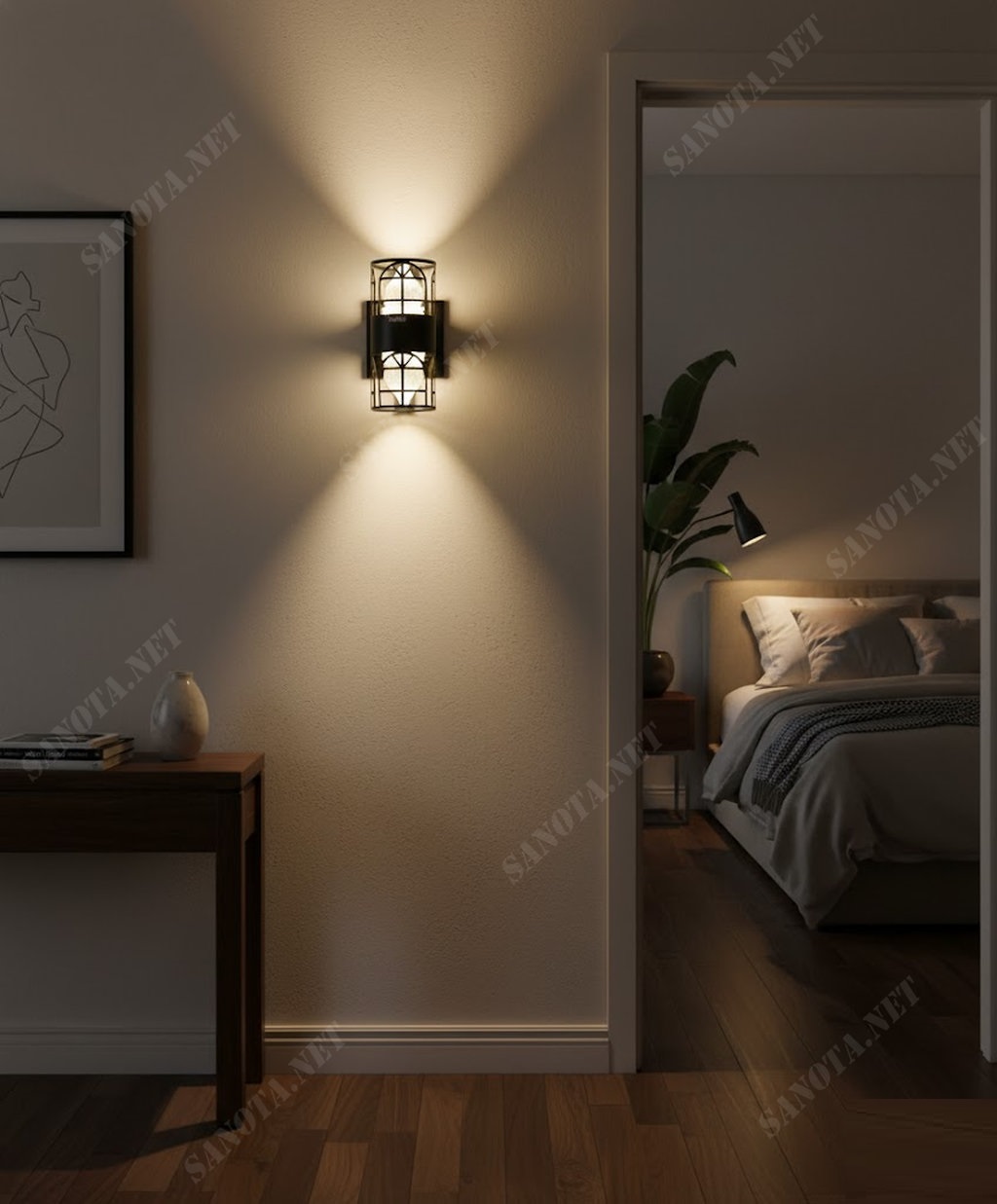 Đèn tường hắt sáng hai đầu khung sắt nghệ thuật SNT6045 - Ảnh 2