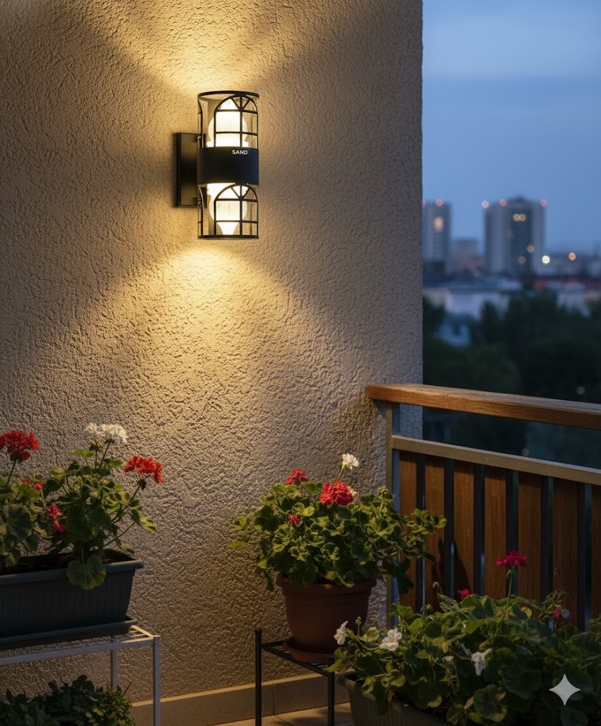 Đèn tường hắt sáng hai đầu khung sắt nghệ thuật SNT6045