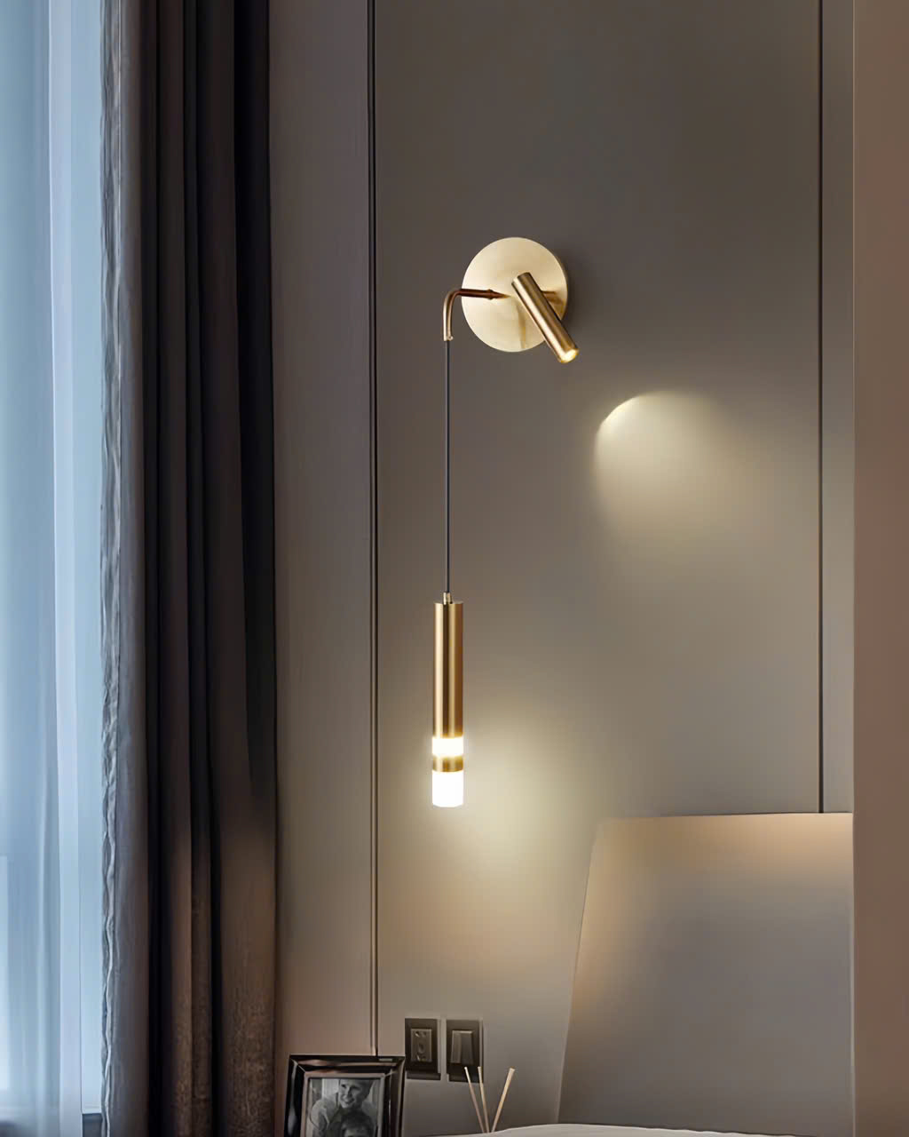 Đèn tường thả đầu giường mạ vàng đơn giản SNT6127