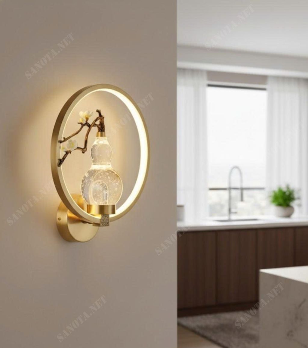 Đèn tường đồng hình hồ lô hoa mai SNT6132 - Ảnh 2
