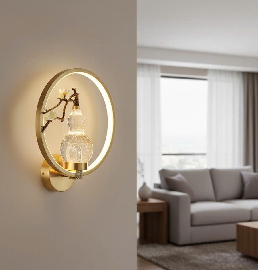 Đèn tường đồng hình hồ lô hoa mai SNT6132