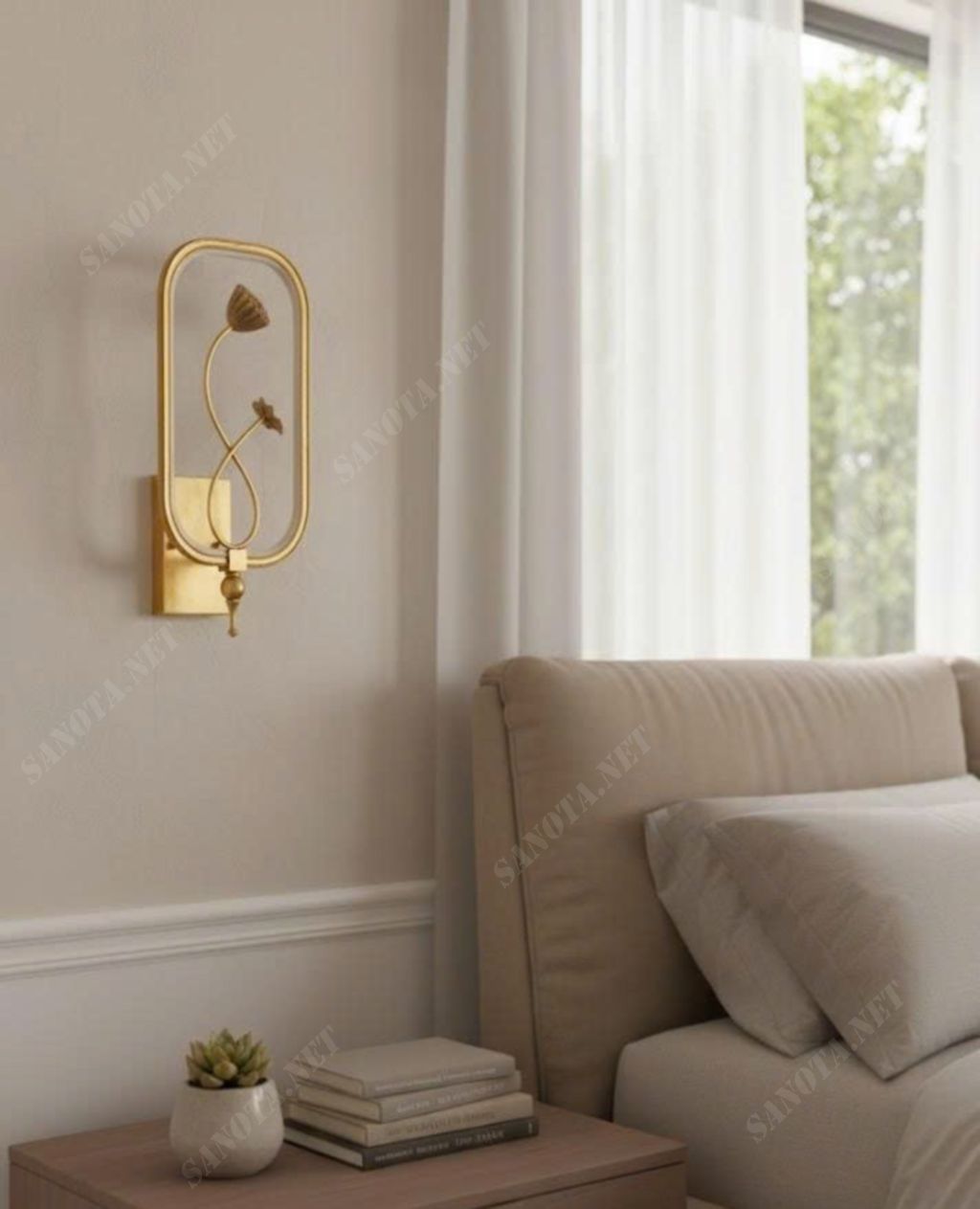 Đèn tường đồng oval hình đài sen SNT6133 - Ảnh 3
