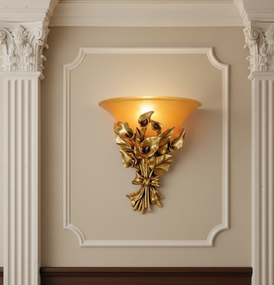 Đèn tường hoa Calla vàng cổ điển SNT6159