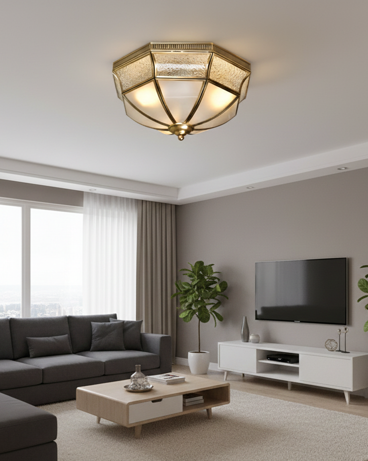 Đèn ốp trần đồng cổ điển Châu Âu SNT6185 sở hữu hình dáng hình học đa giác. Nổi bật với khung viền và các chi tiết trang trí được chế tác tinh xảo.....