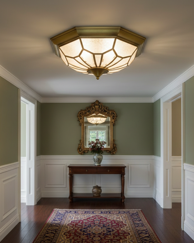 Đèn ốp trần đồng thiết kế đa giác SNT6188 thiết kế đa giác được chế tác từ khung đồng cao cấp. Tạo nên độ bền chắc và vẻ đẹp sang trọng theo thời gian.....