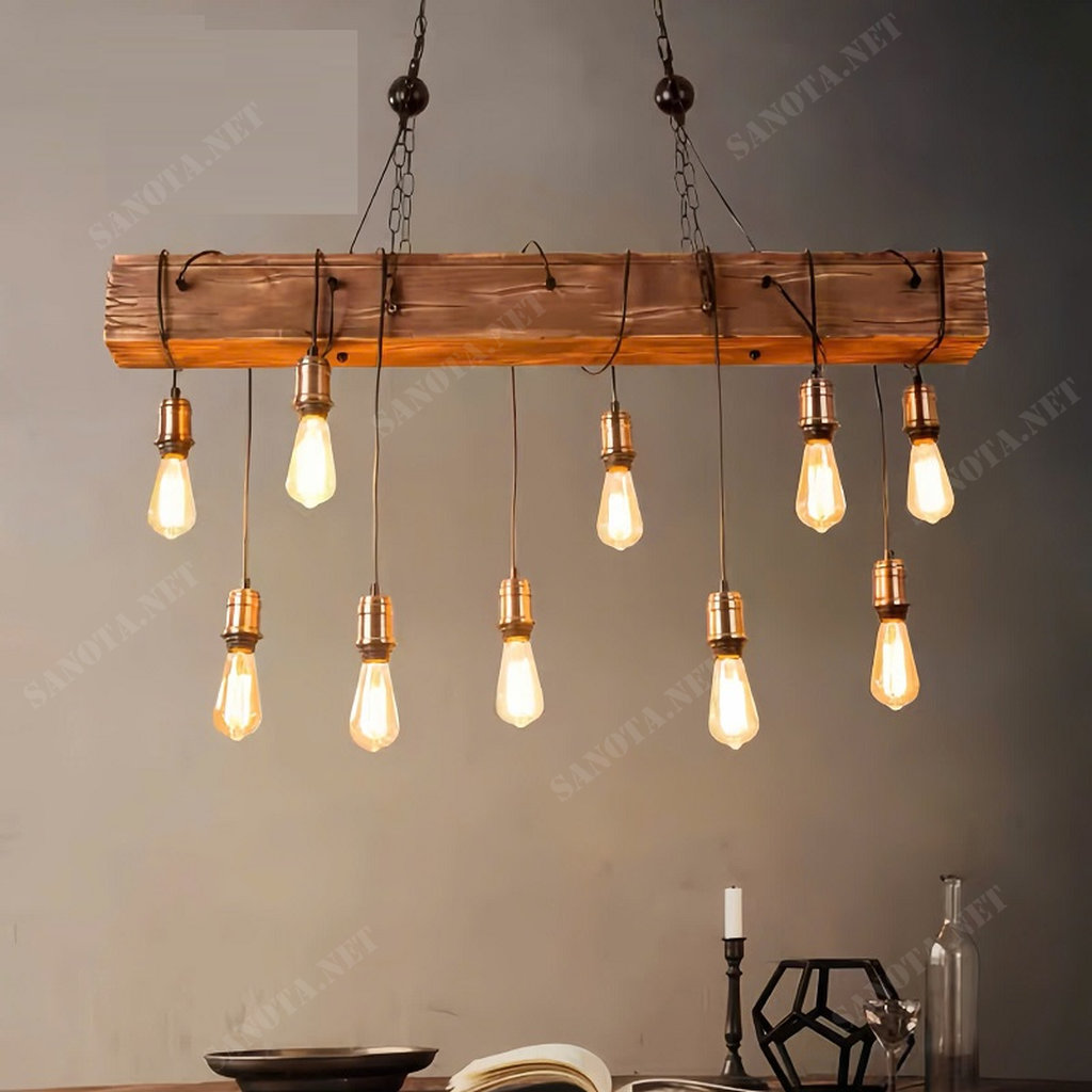 Đèn Chùm Gỗ Thô Mộc Vintage SNT6210 - Ảnh 2