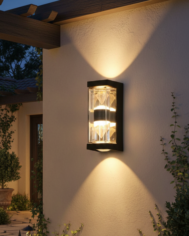 Đèn tường led ngoài trời hình kim cương SNT6233 ó kiểu dáng hình hộp chữ nhật đứng, nổi bật với khung viền màu đen tuyền được chế tạo từ hợp ....