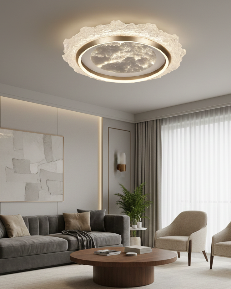 Đèn led ốp trần vân đá nghệ thuật SNT6243 gây ấn tượng mạnh ngay từ cái nhìn đầu tiên nhờ thiết kế viền pha lê sần độc đáo, tạo nên hiệu ...