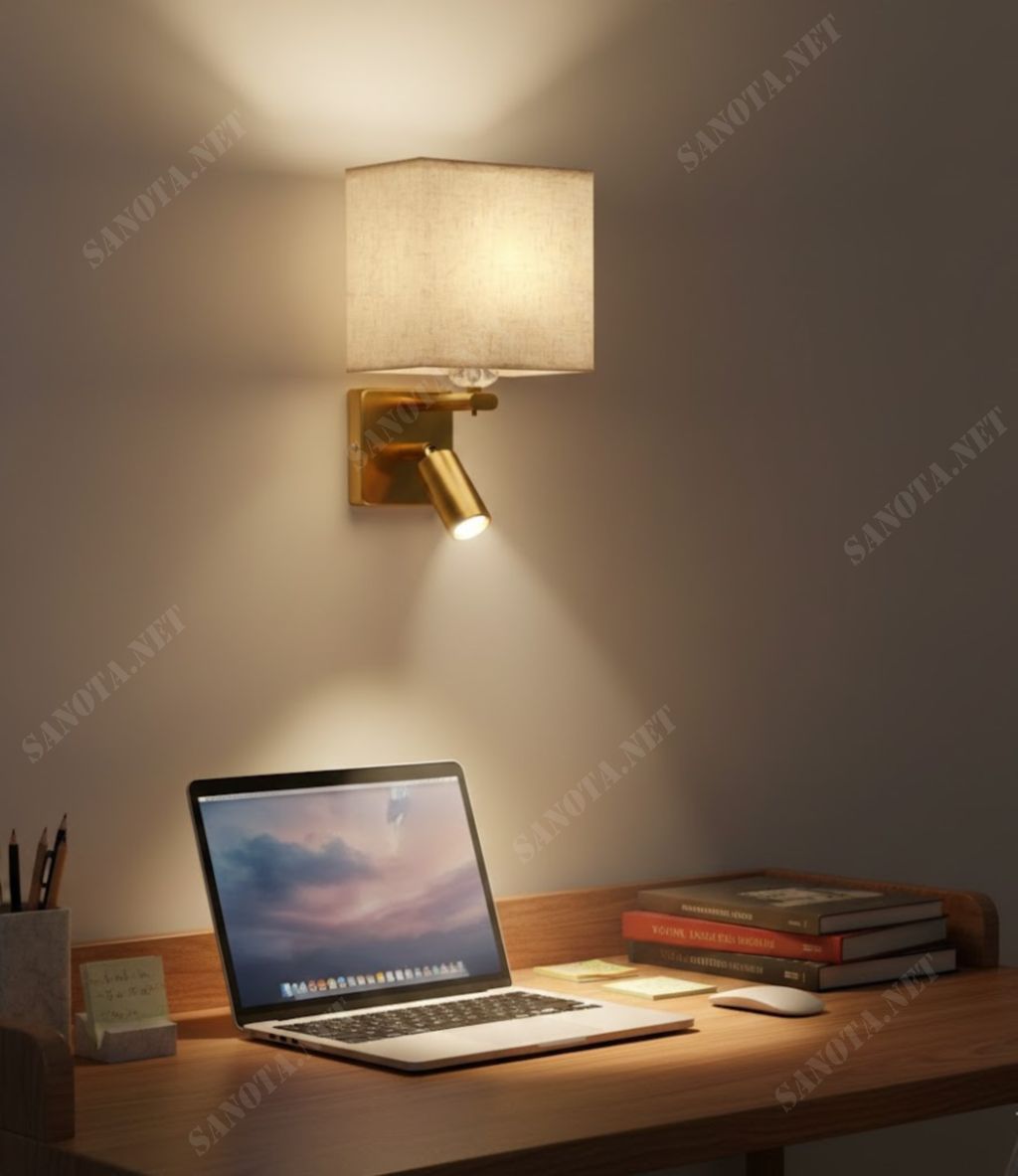 Đèn tường chao vải hình vuông SNT6271 - Ảnh 3