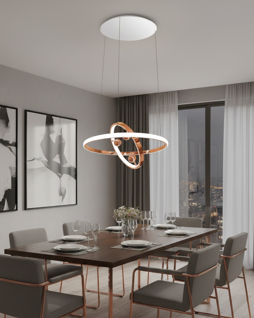 Đèn thả nghệ thuật vong xoắn inox hồng SNT6302 biểu tượng của sự sang trọng và tinh tế, được thiết kế dành riêng cho những không gian sống hiện đại.....