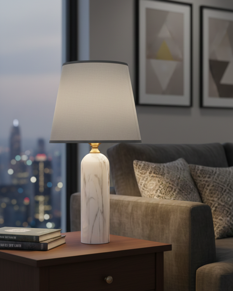 Đèn bàn trụ vân đá sang trọng SNT6340 này sở hữu phần thân trụ vững chãi mô phỏng vân đá marble trắng với những đường loang tự nhiên đầy lôi cuốn...