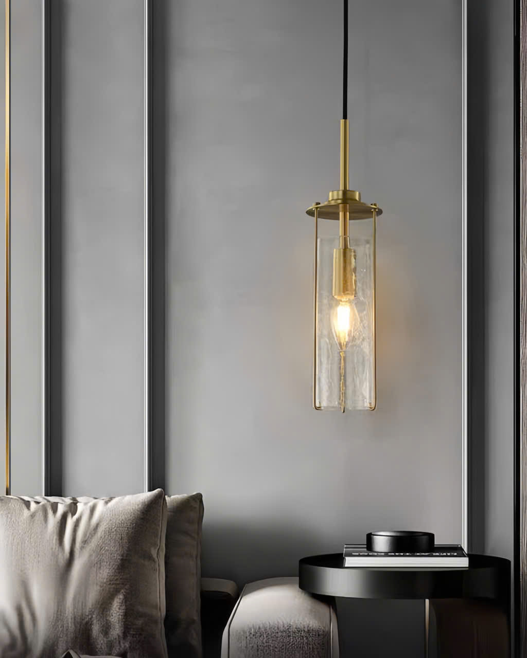 Đèn Thả Thủy Tinh Dạng Ống Vân Mờ Độc Đáo SNT6355