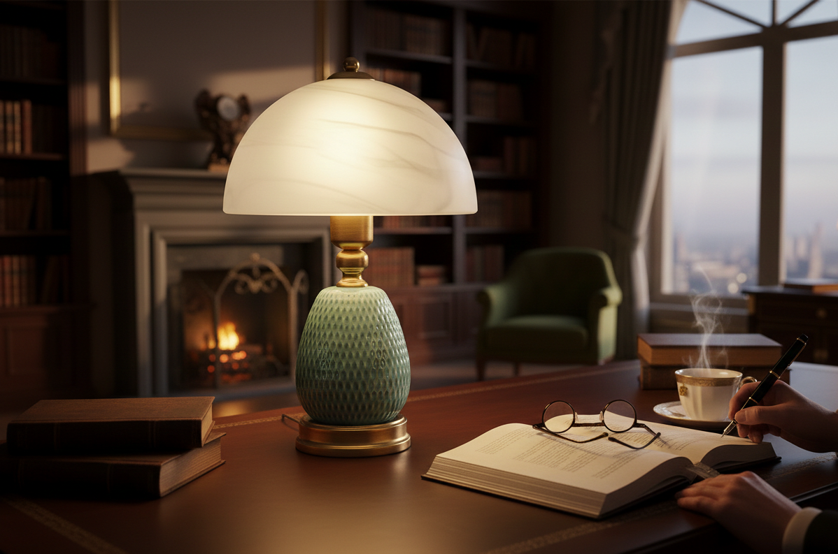 Đèn bàn gốm ánh ngọc thanh lịch SNT3181