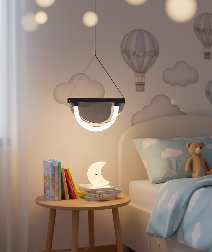 Đèn thả thủy tinh hình bán nguyệt hiện đại SNT6359